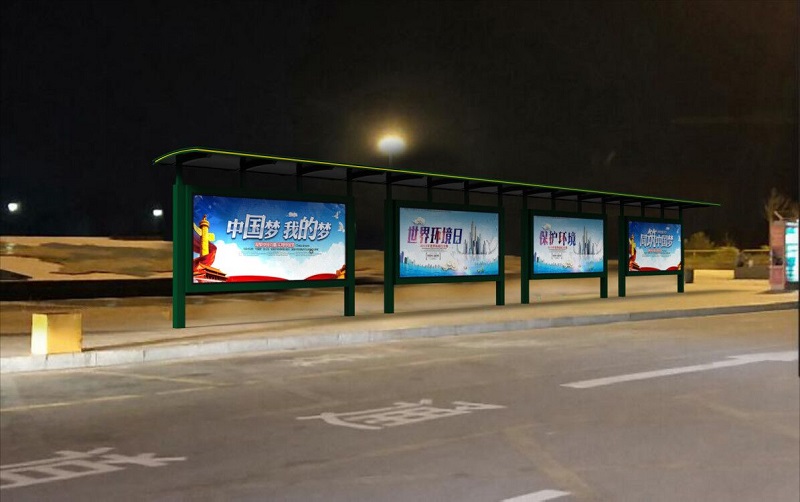候车亭安装夜间实景展示